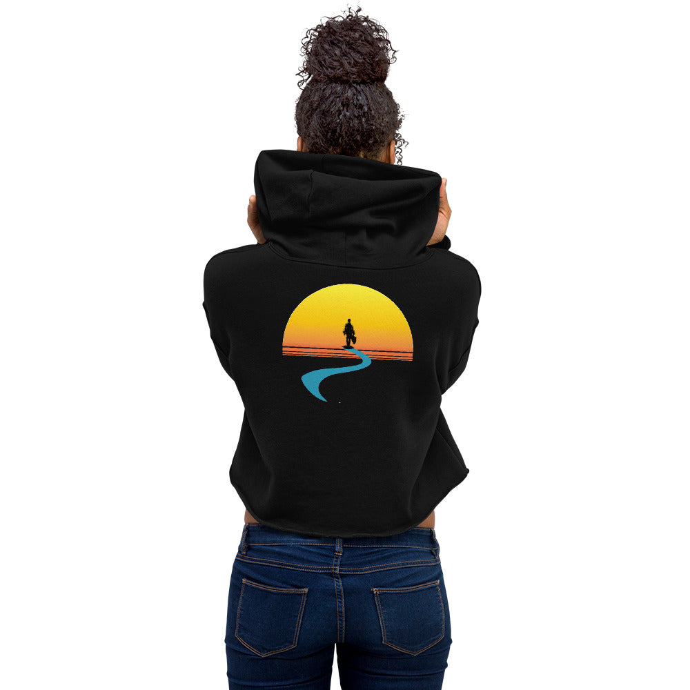 Waterbury Road TyeDye Front | Sunset Logo Back Women's Crop Hoodie