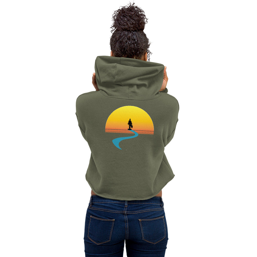 Waterbury Road TyeDye Front | Sunset Logo Back Women's Crop Hoodie