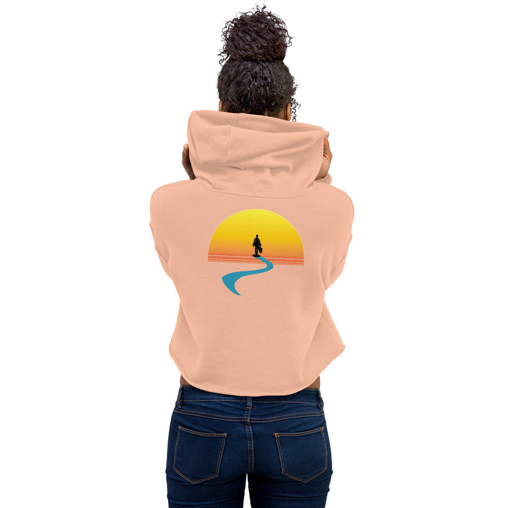 Waterbury Road TyeDye Front | Sunset Logo Back Women's Crop Hoodie