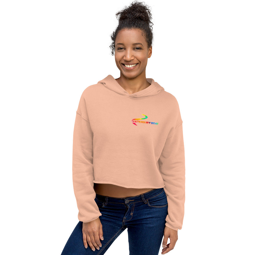 Waterbury Road TyeDye Front | Sunset Logo Back Women's Crop Hoodie